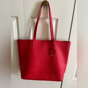 Cole Haan red, pebble leather large satchel bag